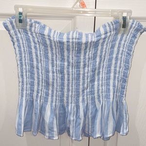 light blue & white tube top